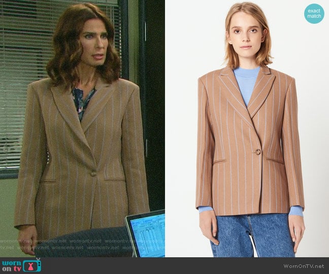 Sandro Striped Tailored Jacket worn by Hope Williams (Kristian Alfonso) on Days of our Lives