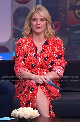 Sara’s red floral shirtdress on GMA Strahan And Sara