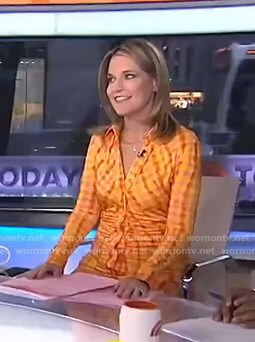 Savannah’s orange gingham check shirtdress on Today