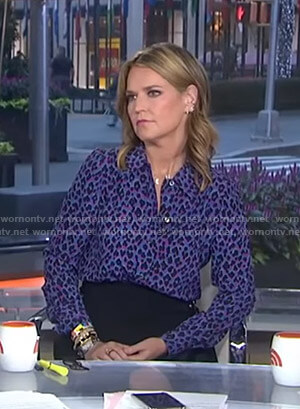 Savannah’s purple leopard print blouse on Today