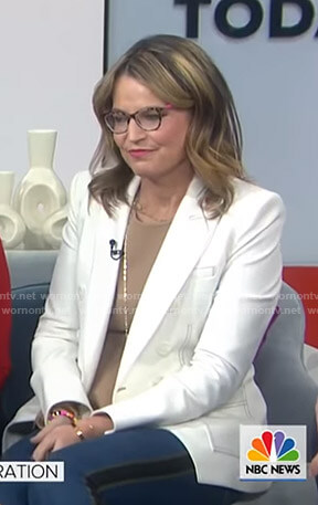 Savannah’s white blazer with contrast stitching on Today