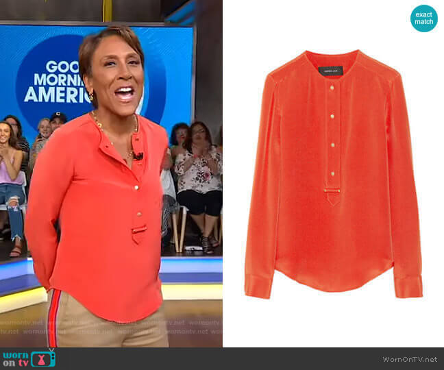 Derek Lam Silk Blouse worn by Robin Roberts on Good Morning America