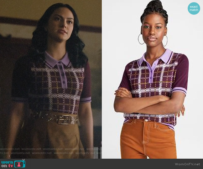 Twik Hatched Check Polo worn by Veronica Lodge (Camila Mendes) on Riverdale