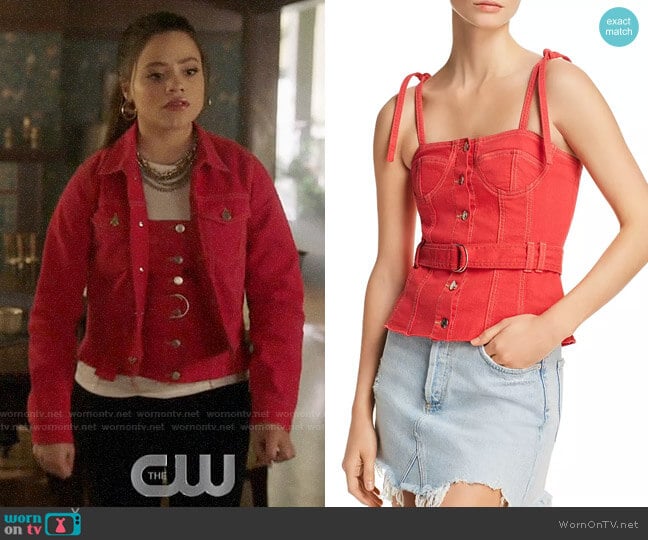 SJYP Denim Bustier Top worn by Maggie Vera (Sarah Jeffery) on Charmed