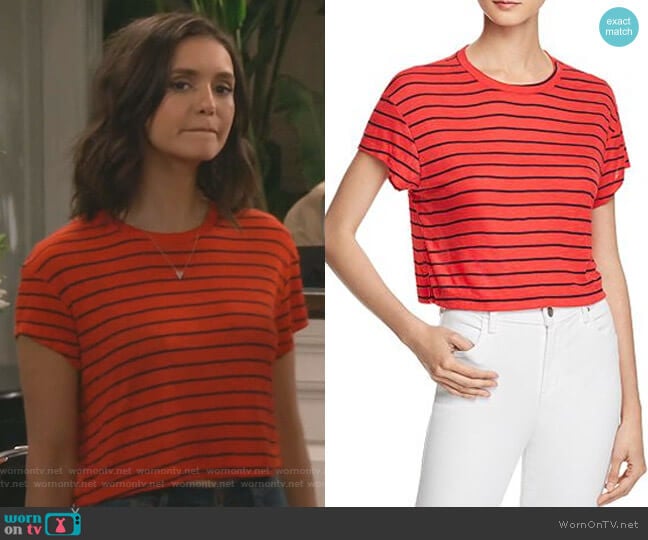 Splendid Striped Cropped Tee worn by Clem (Nina Dobrev) on Fam