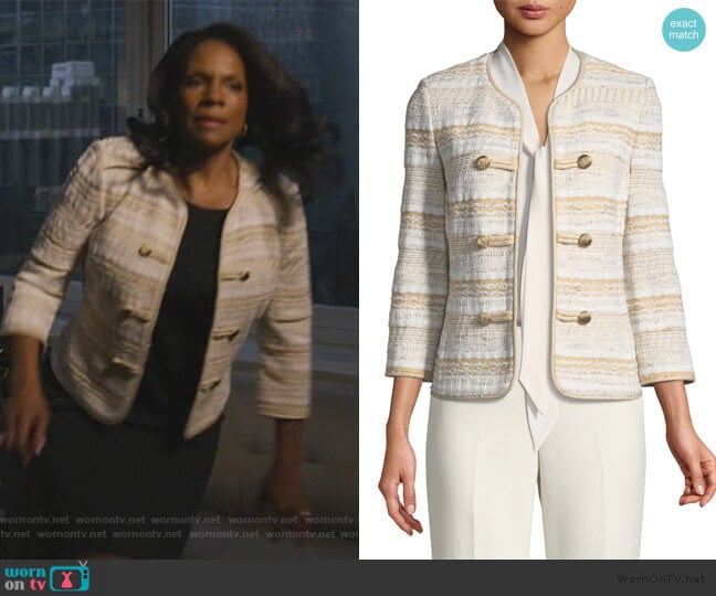 St. John Collection Speckled Stripe Tweed Knit Jacket