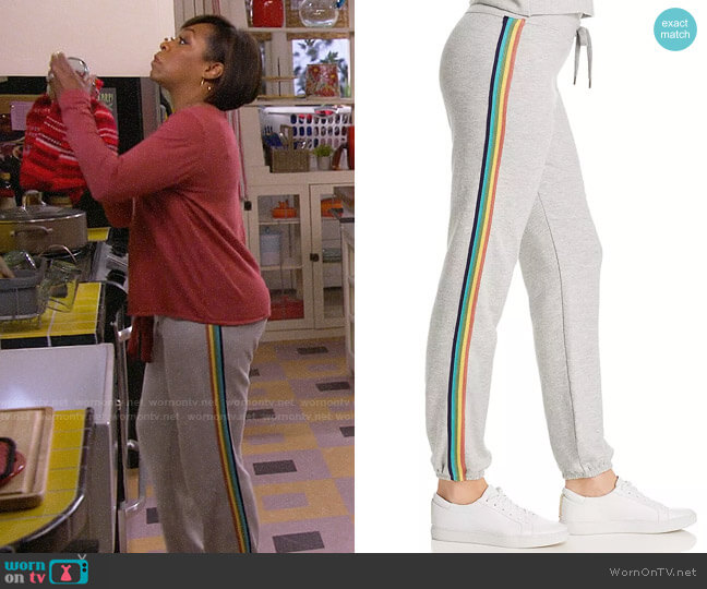 Sundry Rainbow-Stripe Sweatpants worn by Tina Butler (Tichina Arnold) on The Neighborhood