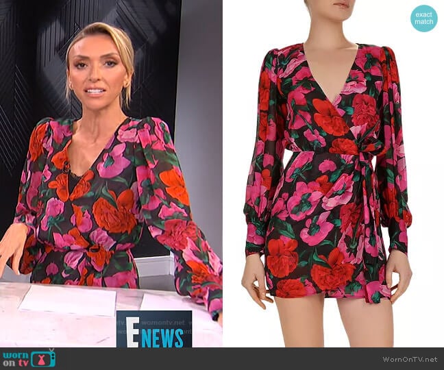 The Kooples Dolce Vita Floral-Print Wrap Mini Dress worn by Giuliana Rancic on E! News