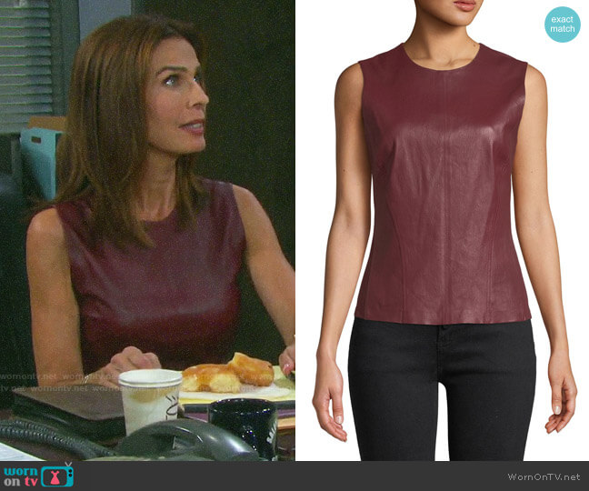 Theory Bristol Leather Top worn by Hope Williams (Kristian Alfonso) on Days of our Lives