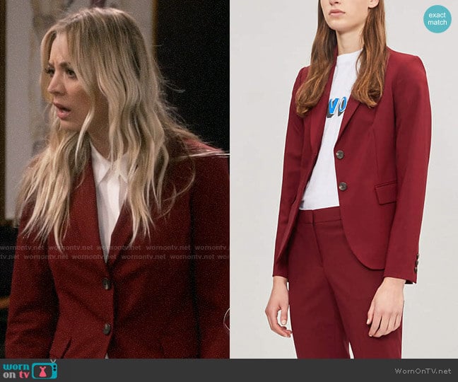 Theory Carissa Blazer worn by Penny Hofstadter (Kaley Cuoco) on The Big Bang Theory