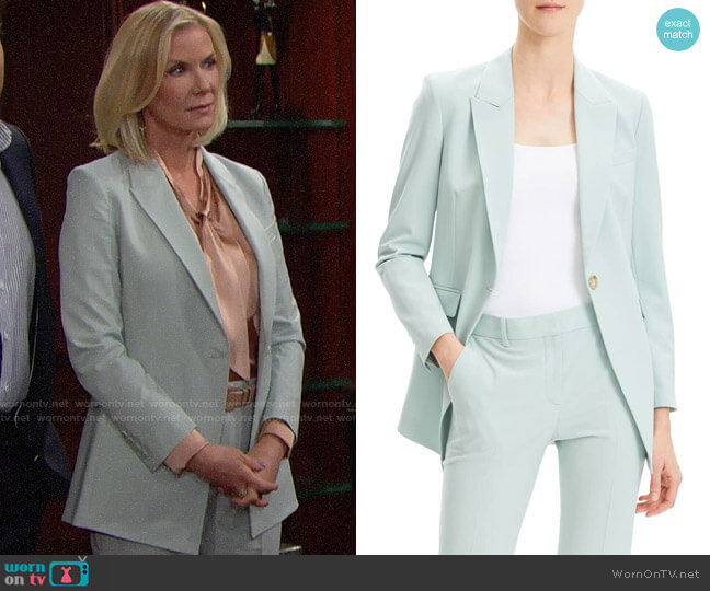 Theory Etienette B Good Wool Suit Jacket in Opal Green worn by Brooke Logan (Katherine Kelly Lang) on The Bold and the Beautiful