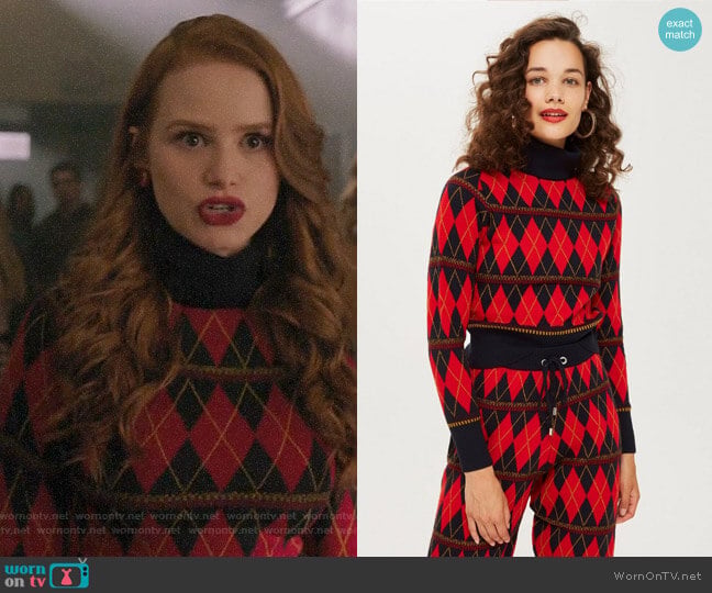 Topshop Argyle Roll Neck Top worn by Cheryl Blossom (Madelaine Petsch) on Riverdale