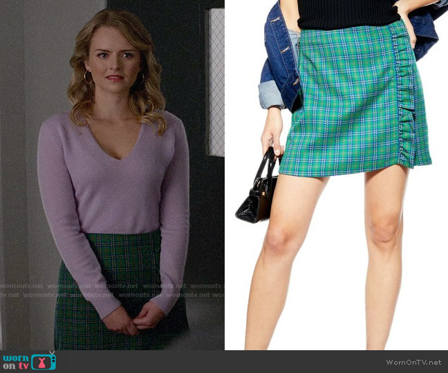 Topshop Check Frill Miniskirt worn by Eve Teschmacher (Andrea Brooks) on Supergirl