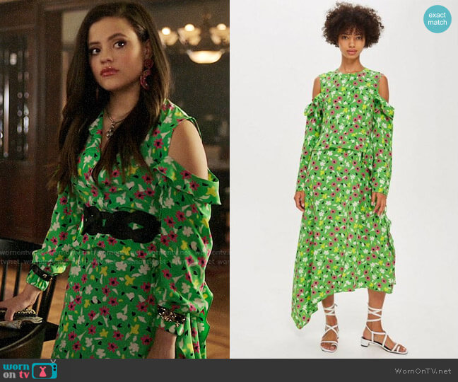 WornOnTV: Maggie's green floral cold-shoulder dress on Charmed