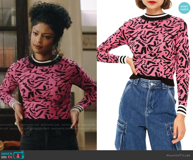 Topshop Graffiti Jacquard Sweater worn by Ali Finer (Javicia Leslie) on God Friended Me