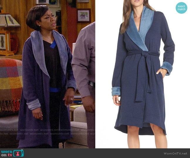 UGG Duffield II Robe in Navy Heather worn by Tina Butler (Tichina Arnold) on The Neighborhood