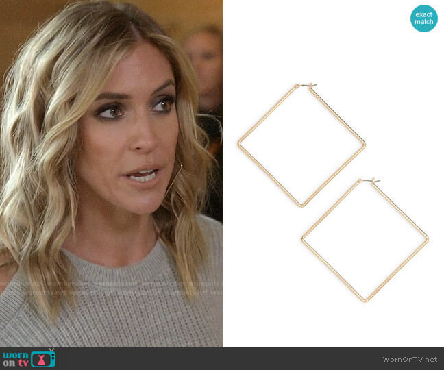 Uncommon James Girl Boss Square Hoop Earrings worn by Kristin Cavallari on Very Cavallari