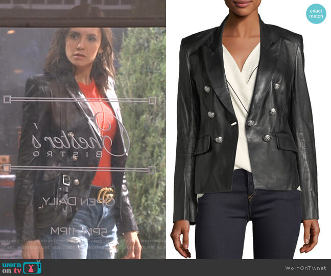Veronica Beard Cooke Leather Jacket worn by Clem (Nina Dobrev) on Fam