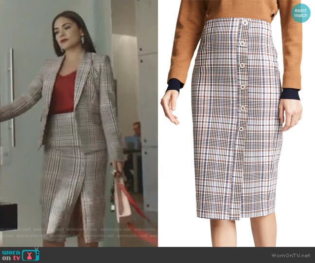 Veronica Beard Melor Skirt worn by Cristal Jennings (Daniella Alonso) on Dynasty