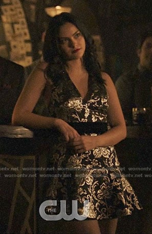 Veronica’s silver floral dress on Riverdale