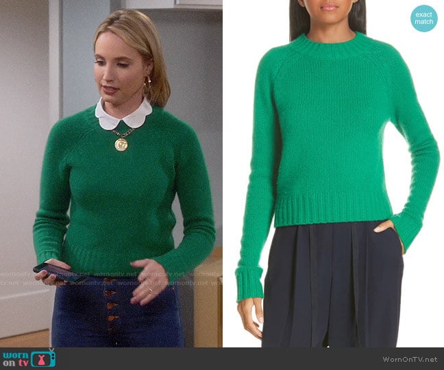Vince Shrunken Pullover in Leaf worn by Mandy Baxter (Molly McCook) on Last Man Standing