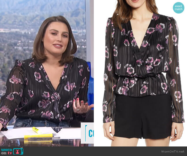 Wayf Floral Print Peplum Top worn by Carissa Loethen Culiner on E! News