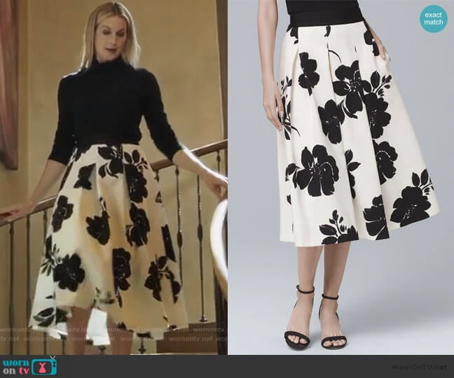 White House Black Market Floral Print Midi Skirt worn by Clair Hotchkiss (Kelly Rutherford) on Pretty Little Liars The Perfectionists
