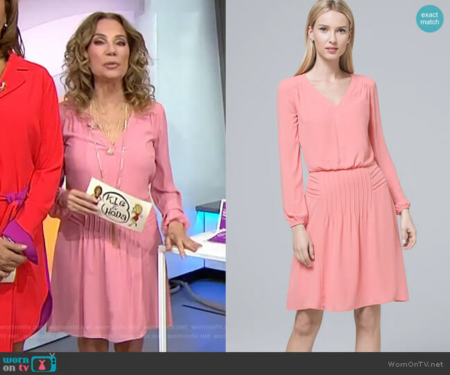 White House Black Market Pintucked Blouson Dress worn by Kathie Lee Gifford on Today