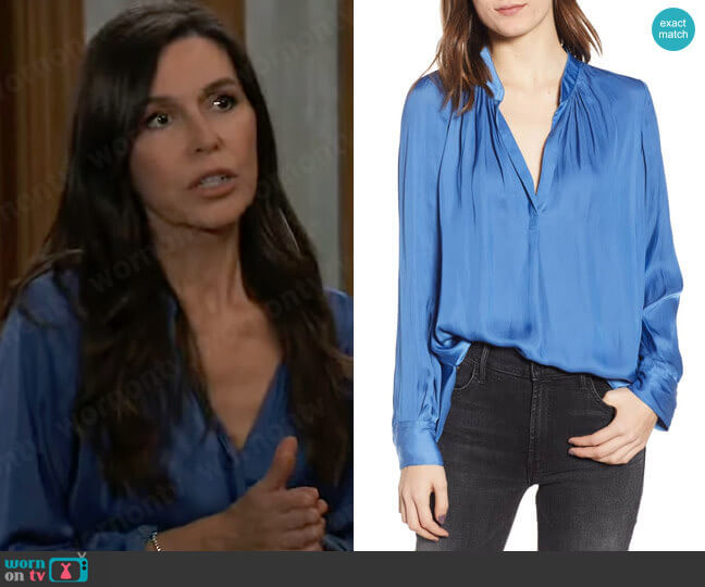 Zadig & Voltaire Tink Satin Blouse worn by Anna Devane (Finola Hughes) on General Hospital