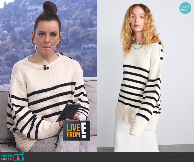 Zara Knit Sweater with Stripes worn by Melanie Bromley on E! News