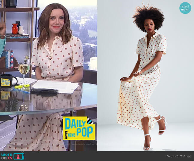 Zara Long Polka Dot Dress worn by Melanie Bromley on E! News