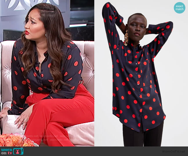 Zara Polka-Dot Shirt worn by Adrienne Houghton on The Real