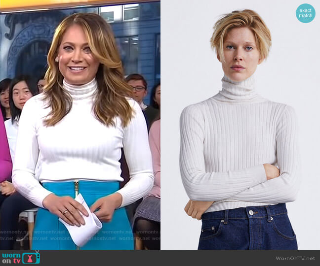 Zara Ribbed Knit Sweater worn by Ginger Zee on Good Morning America