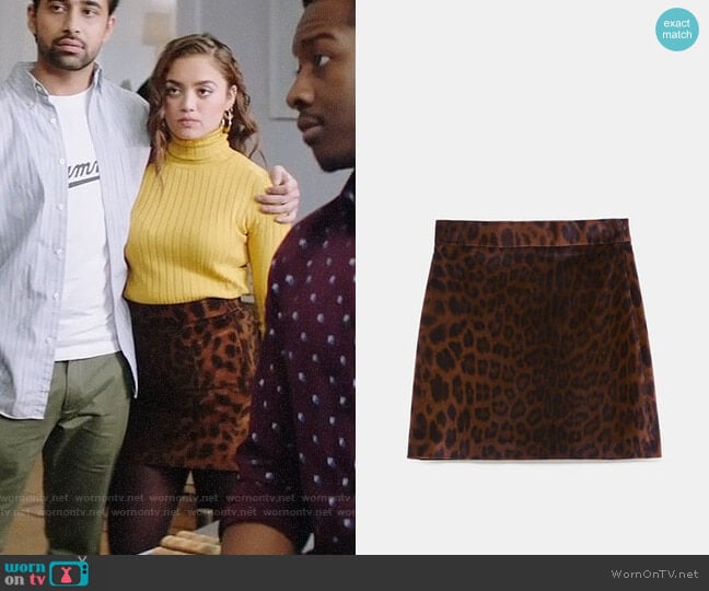 Zara Animal Print Velvet Skirt worn by Jaya (Shazi Raja) on God Friended Me