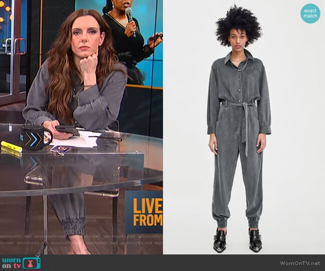 Zara Long Belted Jumpsuit worn by Melanie Bromley on E! News