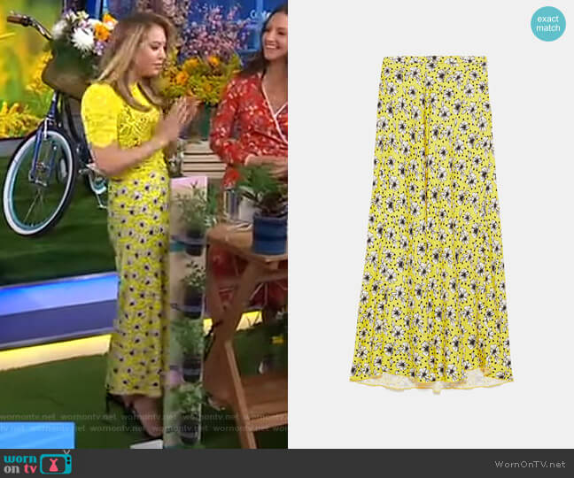 Zara Long Floral Print Skirt worn by Ginger Zee on Good Morning America