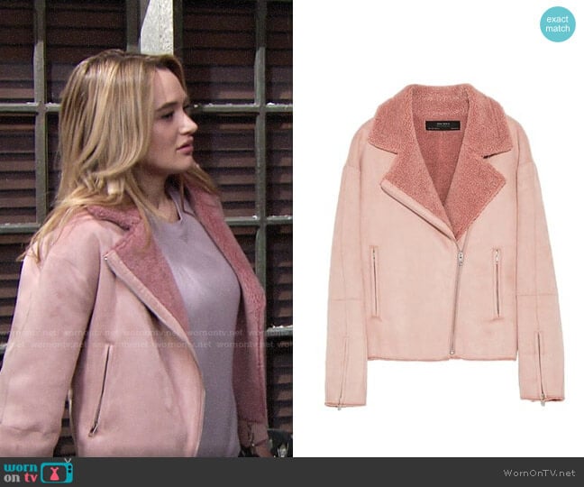 Zara Suede Effect Jacket worn by Summer Newman (Hunter King) on The Young and the Restless