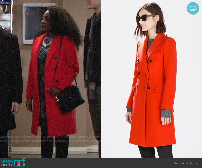 Zara Double Breasted Coat worn by Ana Hamilton (Loren Lott) on The Young and the Restless