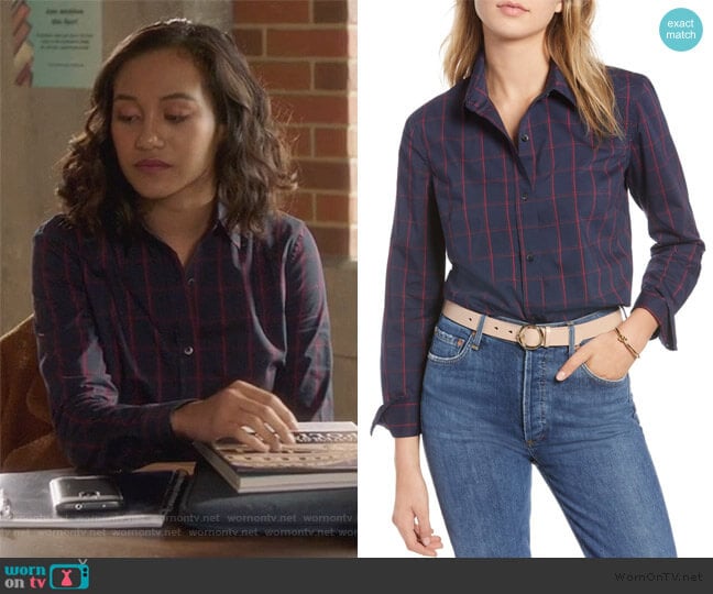 1901 Stretch Cotton Blend Shirt worn by Caitlin Martell-Lewis (Sydney Park) on Pretty Little Liars The Perfectionists