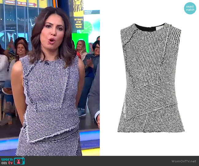 3.1 Phillip Lim Asymmetric Frayed Bouclé Top worn by Cecilia Vega on Good Morning America