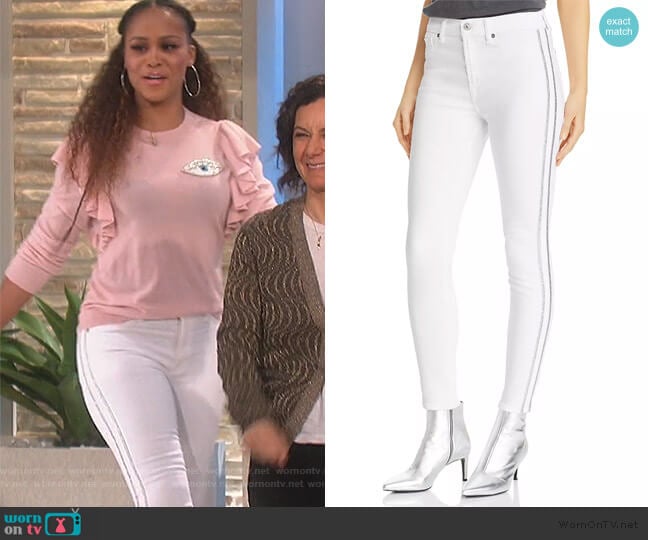 7 For All Mankind Side-Stripe Ankle Skinny Jeans worn by Eve on The Talk