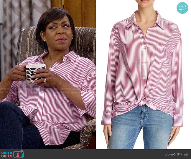 7 For All Mankind Striped High/Low Shirt worn by Tina Butler (Tichina Arnold) on The Neighborhood