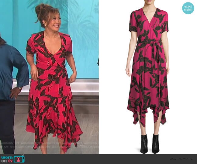 A.L.C. Cora V-Neck Wrap Dress worn by Carrie Inaba on The Talk