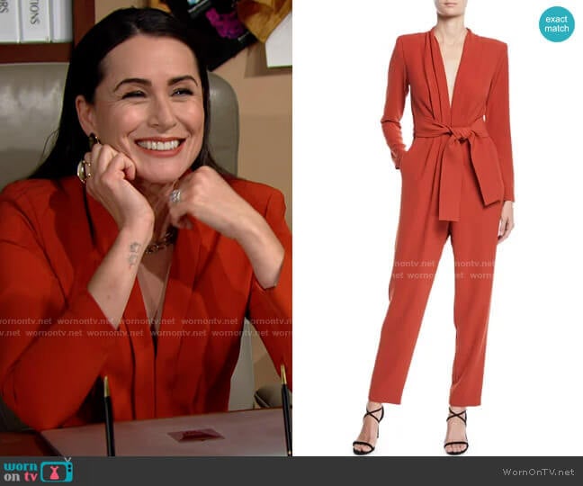 A.L.C. Kieran Jumpsuit worn by Quinn Fuller (Rena Sofer) on The Bold and the Beautiful
