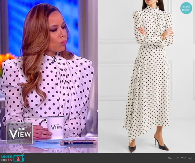 Alessandra Rich Asymmetric polka-dot silk Dress worn by Sunny Hostin on The View