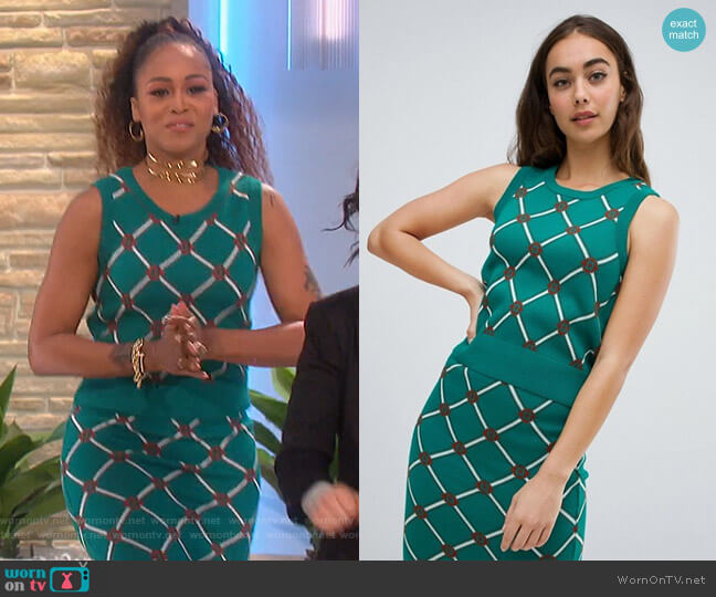 ASOS two-piece tank in argyle pattern worn by Eve on The Talk
