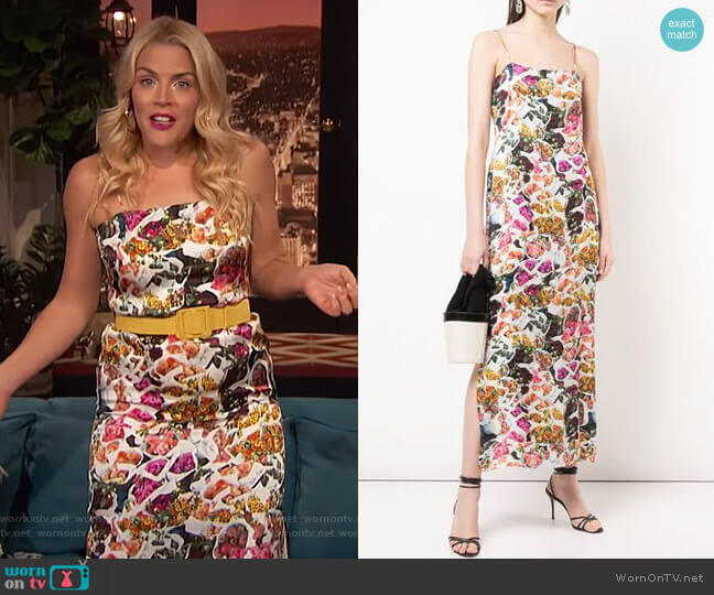 Adam Lippes Printed Cami Dress worn by Busy Philipps on Busy Tonight