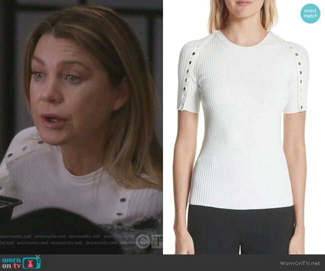 Alexander Wang Snap Sleeve Top worn by Meredith Grey (Ellen Pompeo) on Greys Anatomy