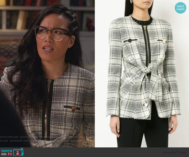 Alexander Wang checked tie-front jacket worn by Doris (Ali Wong) on American Housewife