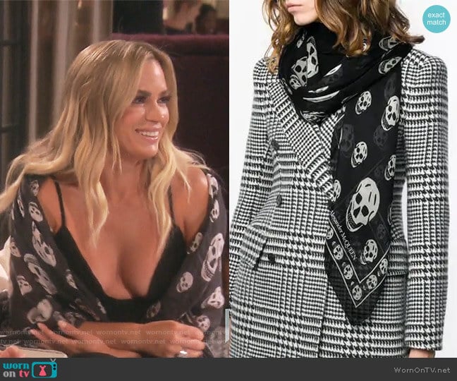 Alexander McQueen Skull-Pattern Scarf worn by Teddi Mellencamp Arroyave on The Real Housewives of Beverly Hills